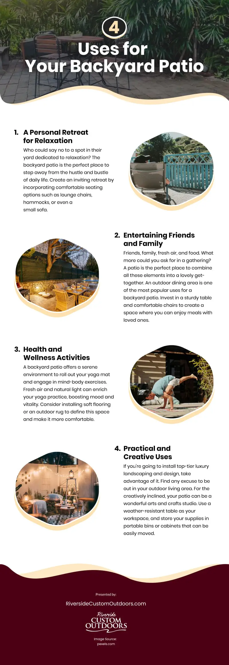 4 Uses for Your Backyard Patio Infographic 4 Uses for Your Backyard Patio Infographic