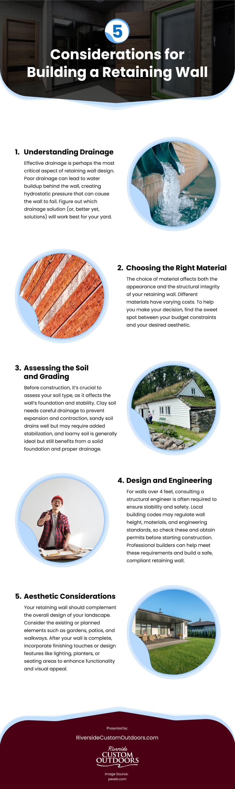 5 Considerations for Building a Retaining Wall Infographic