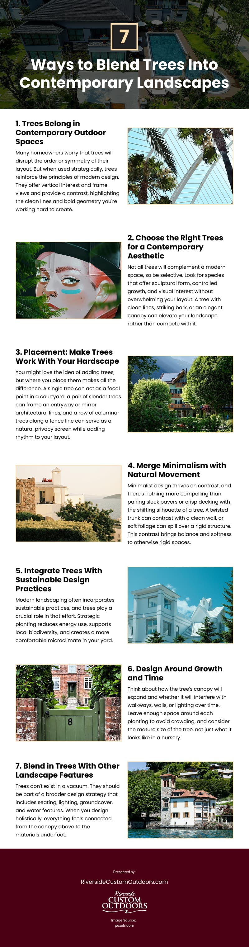 7 Ways to Blend Trees Into Contemporary Landscapes Infographic