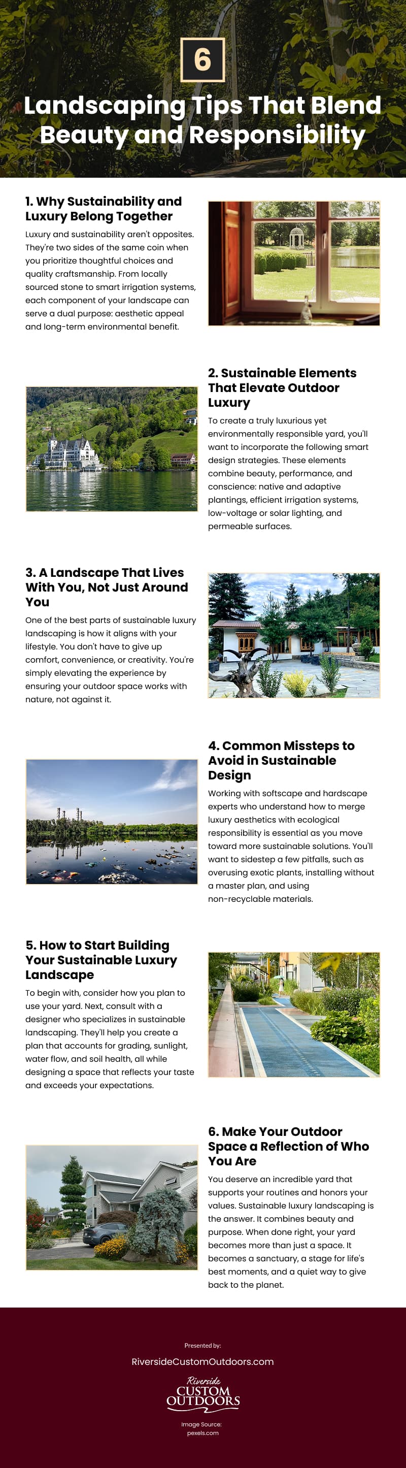 6 Landscaping Tips That Blend Beauty and Responsibility Infographic
