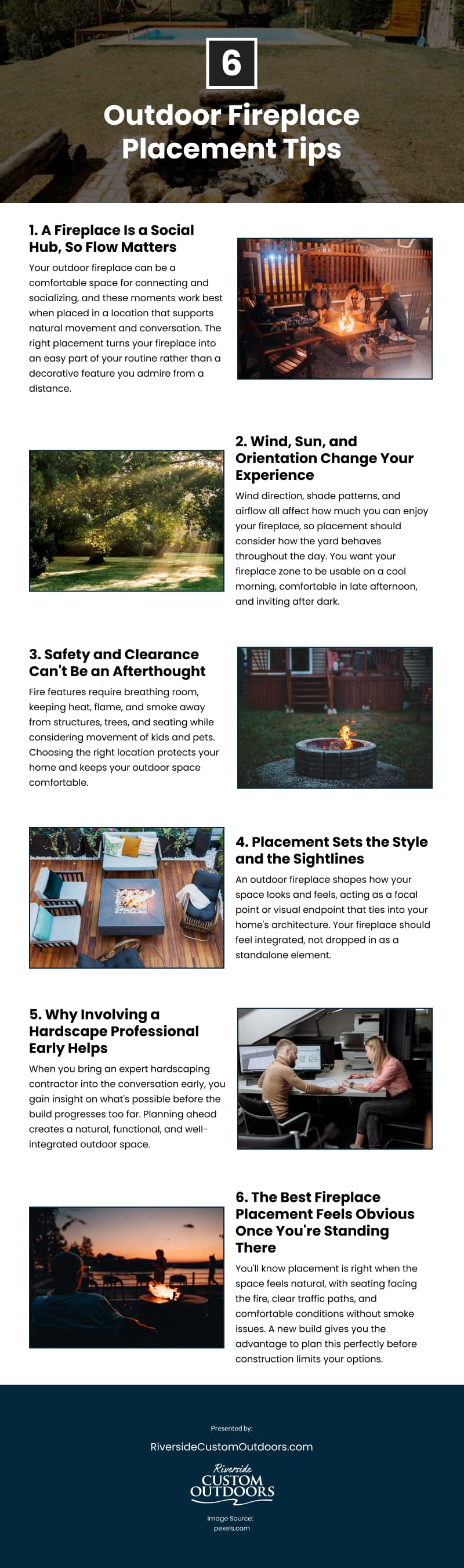 6 Outdoor Fireplace Placement Tips Infographic